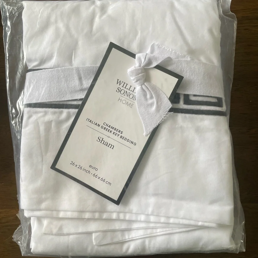 Chambers® Greek Key Euro Sham - 26 x 26 BRAND NEW - Black & White